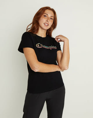 Champion Women's Classic Logo T-Shirt Black Size X Small
