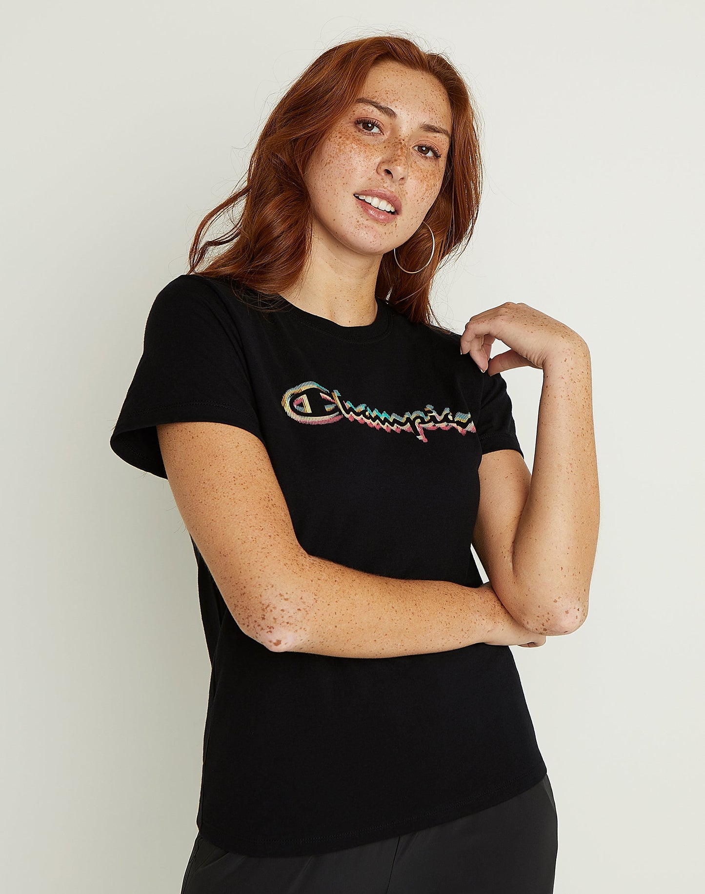 Champion Women's Classic Logo T-Shirt Black Size Small