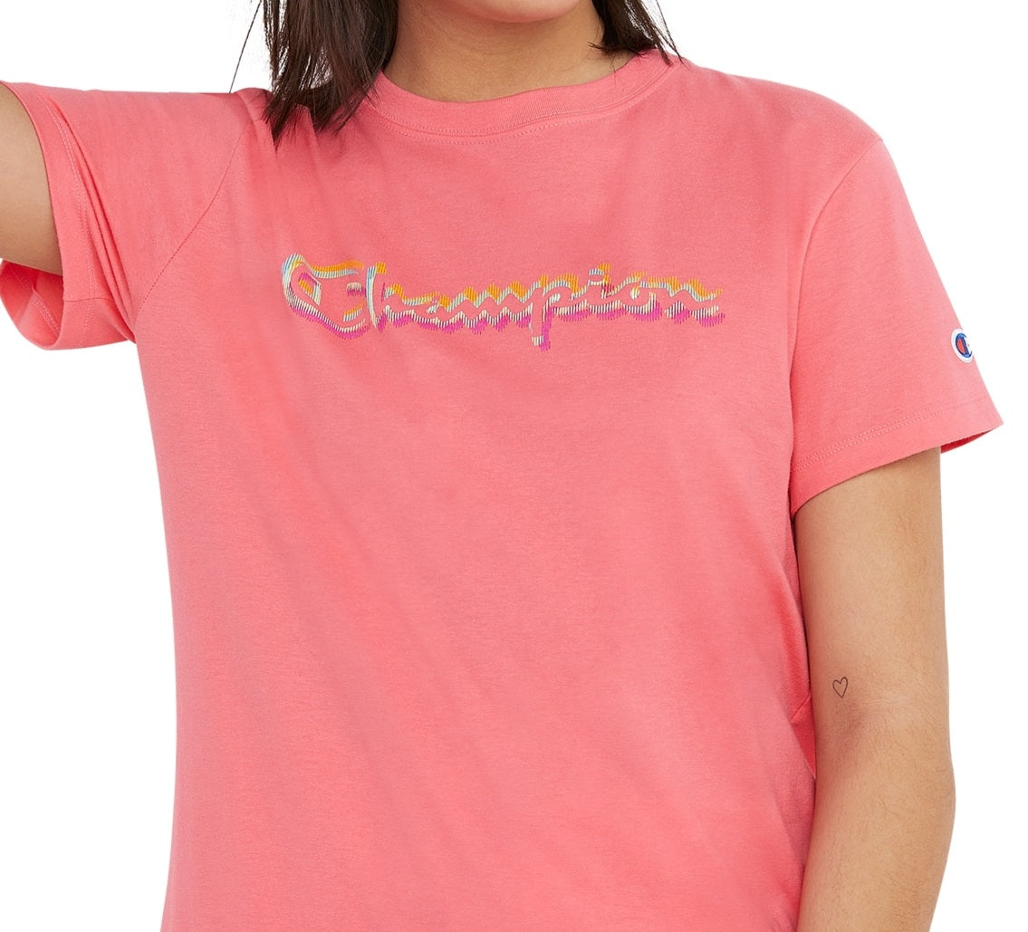 Champion Women's Classic Logo T-Shirt Pink Size X Small