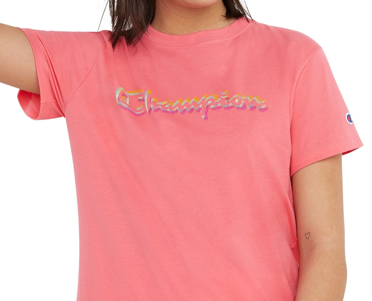 Champion Women's Classic Logo T-Shirt Pink Size Medium