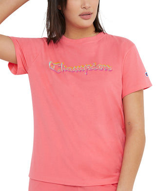 Champion Women's Classic Logo T-Shirt Pink Size Medium