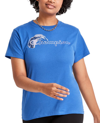Champion Women's Classic T-Shirt Blue Size Small