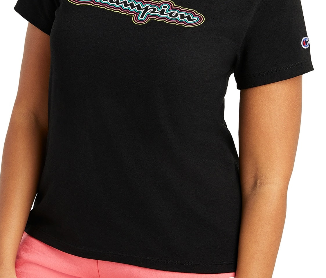 Champion Women's Classic Short Sleeve T-Shirt Black Size Large
