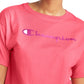 Champion Women's Logo Cropped T-Shirt Pink Size Medium