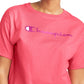 Champion Women's Logo Cropped T-Shirt Pink Size Large