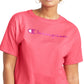 Champion Women's Logo Cropped T-Shirt Pink Size Large