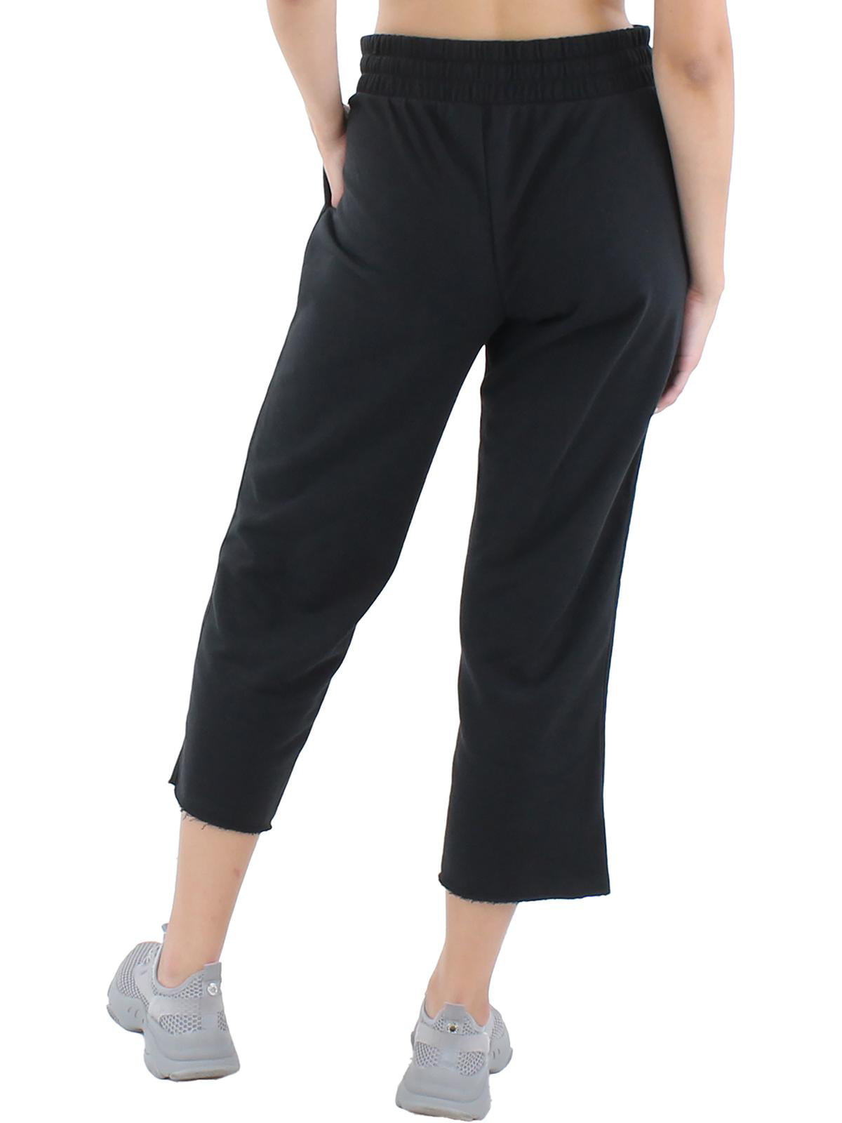 Champion Women's Campus French Terry Wide Leg Crop Pants Black Size 25