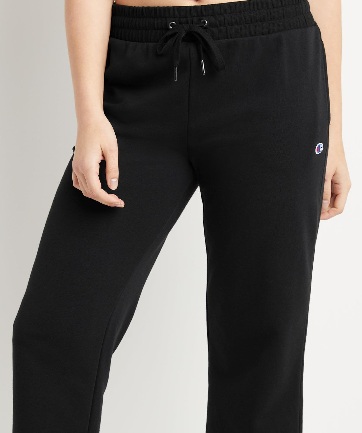 Champion Women's Campus French Terry Wide Leg Crop Pants Black Size Large