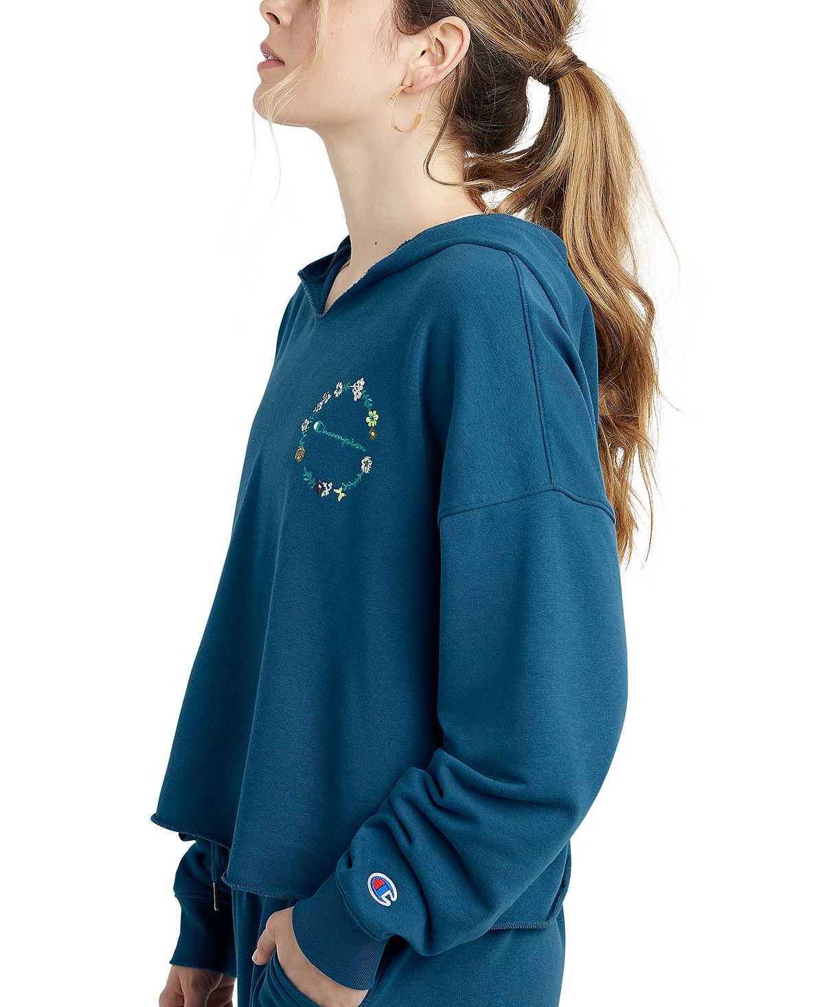 Champion Women's Campus French Terry Hoodie Blue Size Large