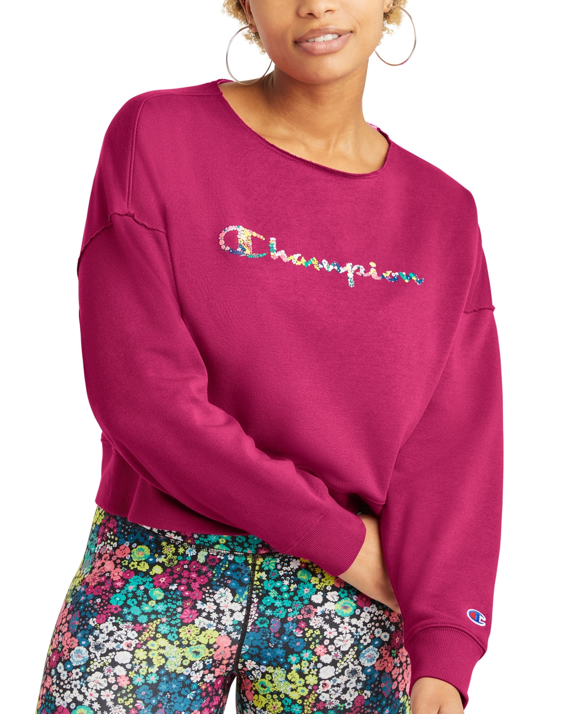 Champion Women's French Terry Logo Sweatshirt Pink Size Medium