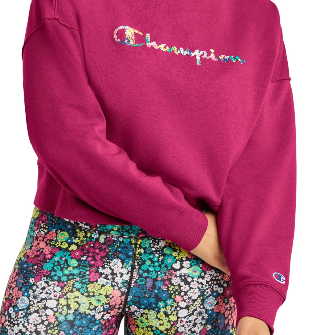 Champion Women's French Terry Logo Sweatshirt Pink Size Medium