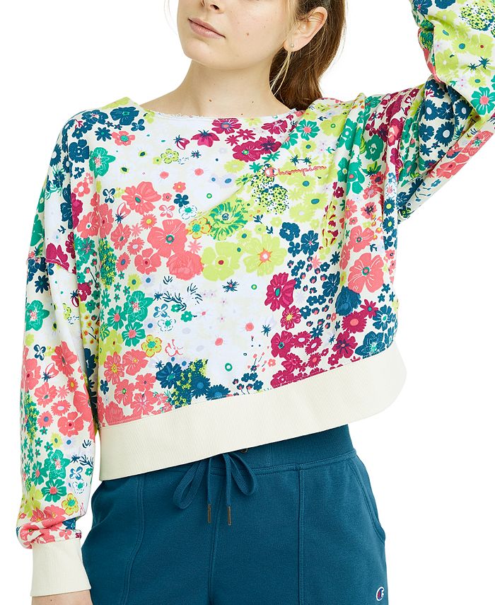 Champion Women's Campus Print Sweatshirt Brown Size Large