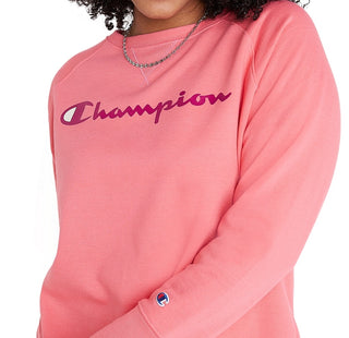 Champion Women's Powerblend Signature Graphic Sweatshirt Pink Size 2X
