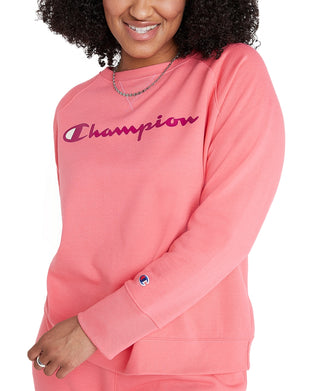 Champion Women's Powerblend Signature Graphic Sweatshirt Pink Size 2X