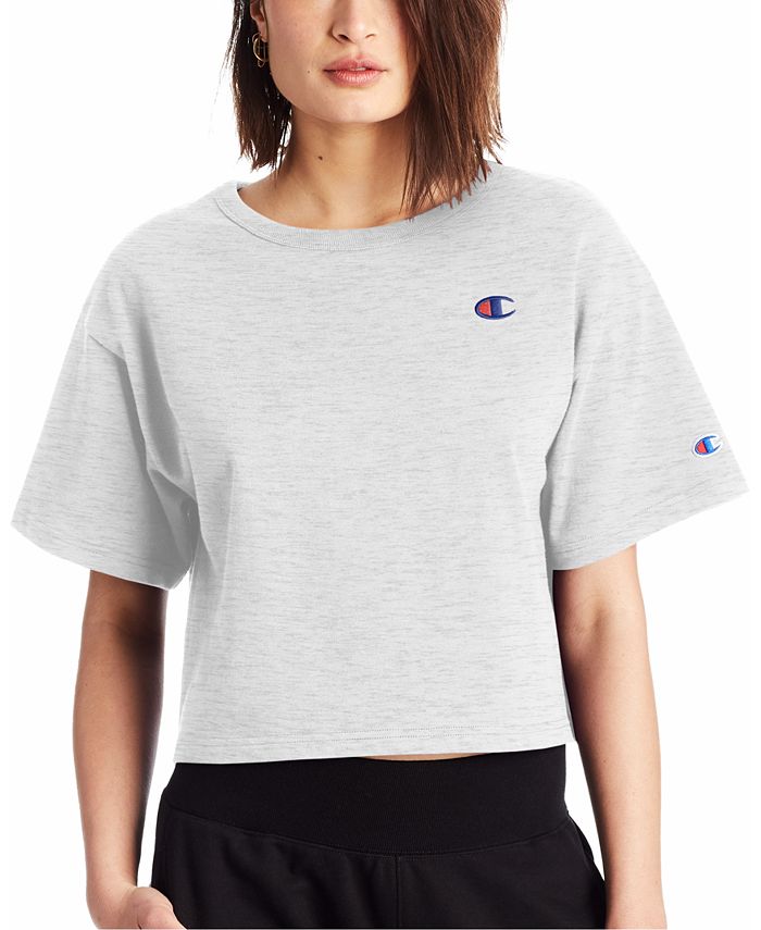 Champion Women's Heritage Cropped T-Shirt Gray Size Large