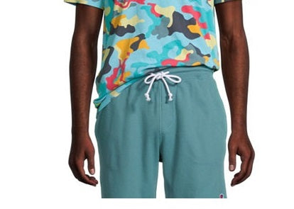 Champion Men's Embroidered Camo Print Crewneck Short Sleeve T-Shirt Blue Size Large