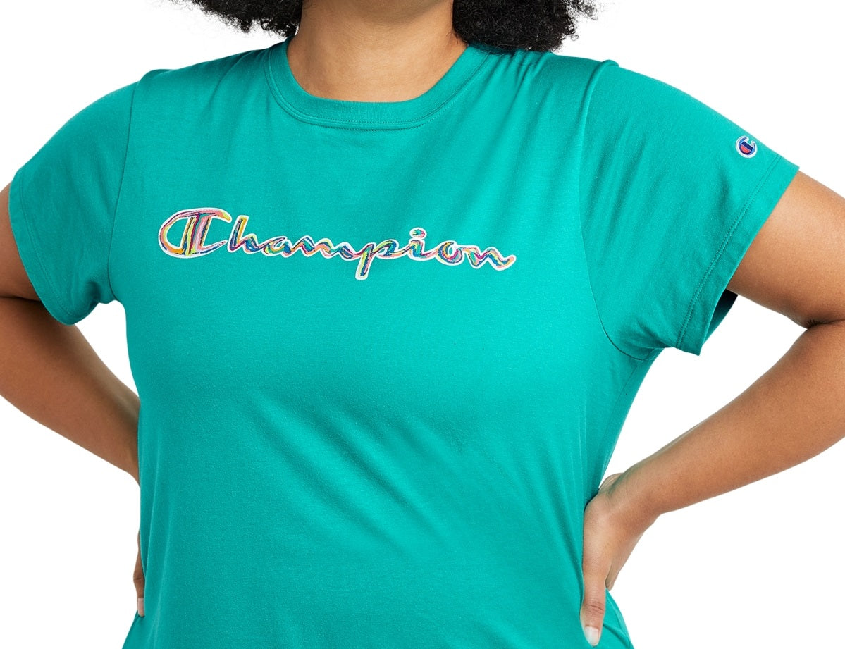 Champion Women's Logo T-Shirt Green Size XX-Large