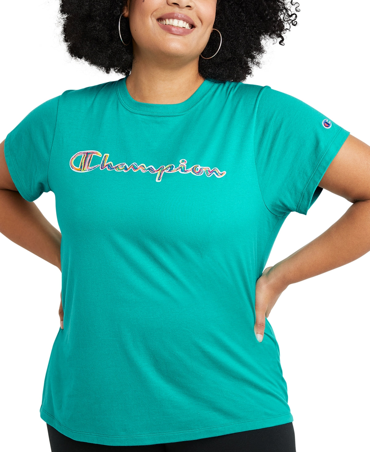 Champion Women's Logo T-Shirt Green Size XX-Large