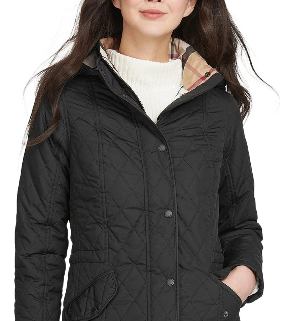 Barbour Women's Millfire Hooded Quilted Jacket Black Size 14