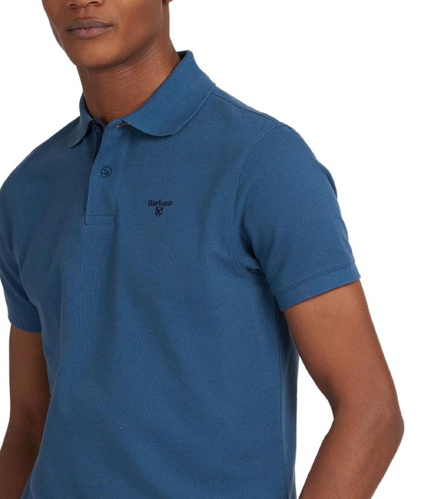 Barbour Men's Tartan Pique Denim Polo Shirt Blue Size X-Large