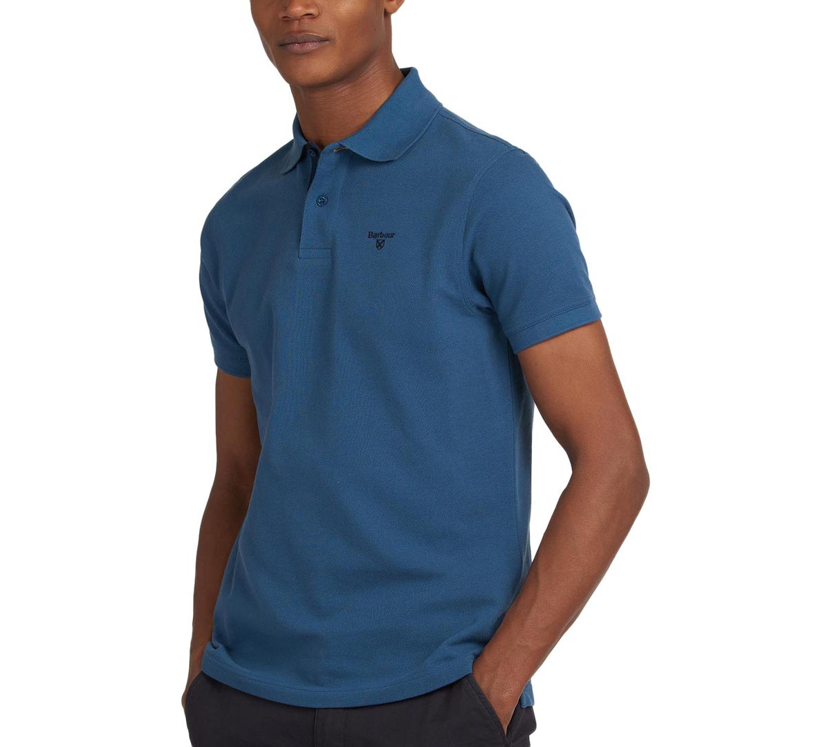 Barbour Men's Tartan Pique Denim Polo Shirt Blue Size X-Large