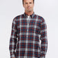 Barbour Men's Hilltop Tailored Fit Plaid Flannel Button Up Shirt Blue Size XX-Large