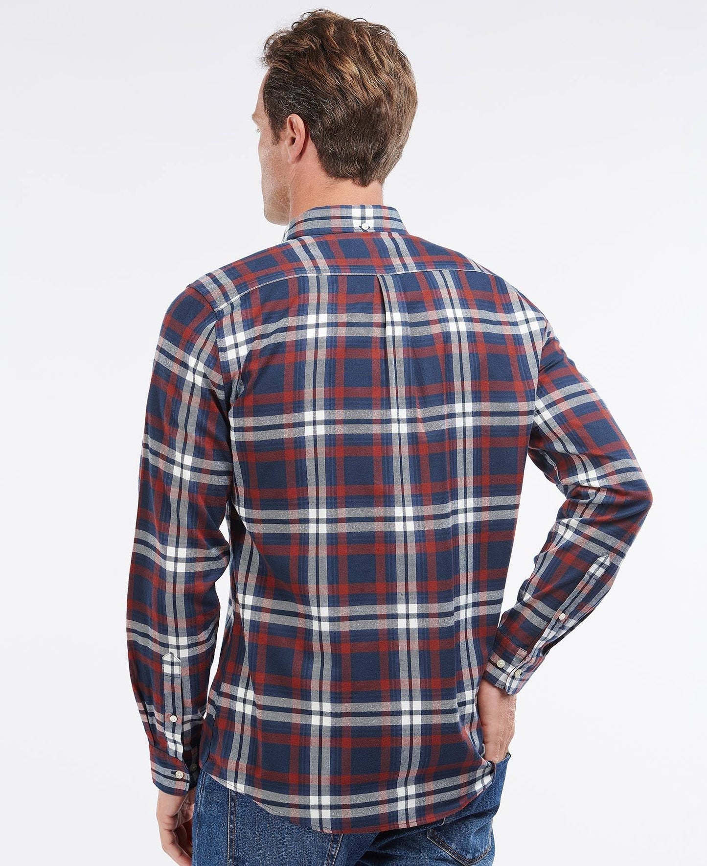 Barbour Men's Hilltop Tailored Fit Plaid Flannel Button Up Shirt Blue Size XX-Large