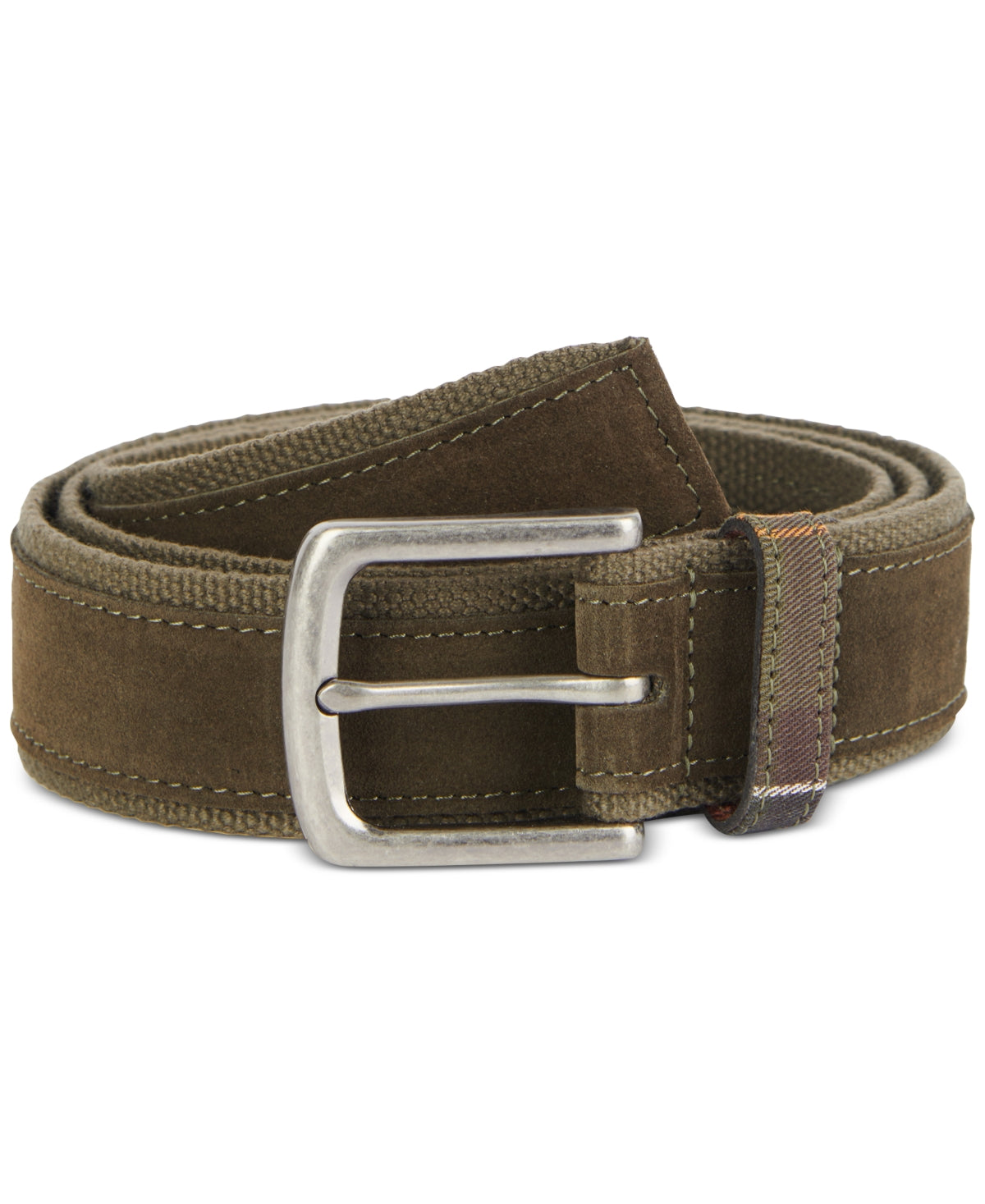 Barbour Men's Padbury Casual Webbing With Tonal Suede Belt Green Size Medium