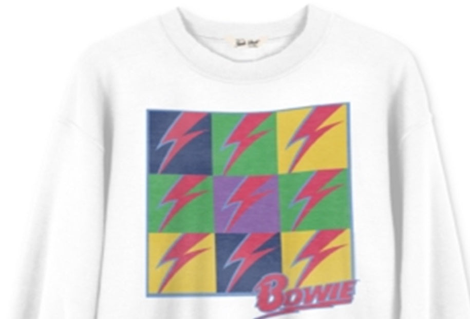 Junk Food Women's Bowie Graphic Sweatshirt White Size Large