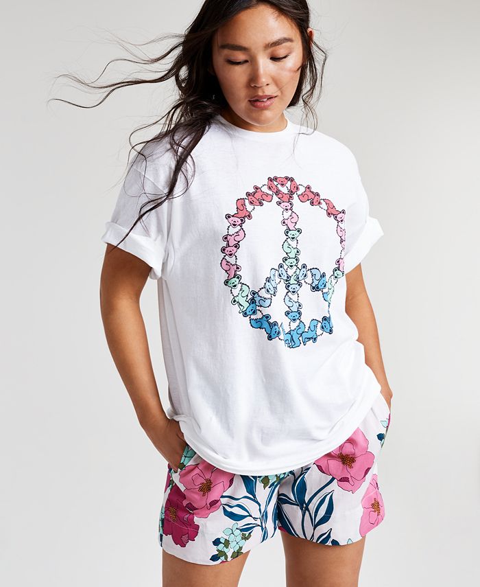 Junk Food Women's Stretch Graphic Crew Neck T-Shirt White Size Medium