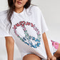 Junk Food Women's Stretch Graphic Crew Neck T-Shirt White Size Medium