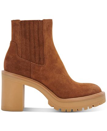 Dolce Vita Women's Caster H2o Waterproof Block Heel Bootie Brown Size 9 M