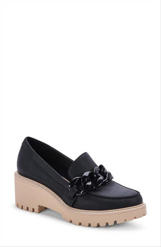 Dolce Vita Haris Platform Loafer in Black Leather Size 9