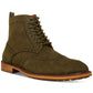 Steve Madden Men's Brogue Detailing Lace Up Front Heel Pull Tab Padded Remppr Wingtip Toe Block Heel Zip-Up Boots Green