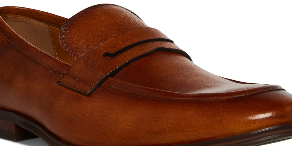 Steve Madden Men's Axionn Leather Penny Loafer Shoes Brown Size 9.5