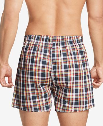 Tommy Hilfiger Men's 3 Pk Classic Printed Cotton Poplin Boxers Blue Size XL