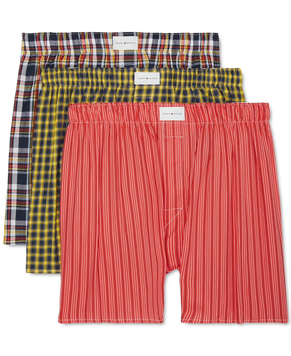 Tommy Hilfiger Men's 3 Pk Classic Printed Cotton Poplin Boxers Blue Size XL