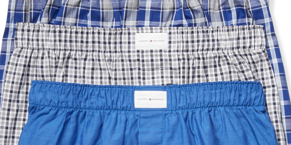 Tommy Hilfiger Men's 3 Pk Classic Printed Cotton Poplin Boxers Blue Size XXL