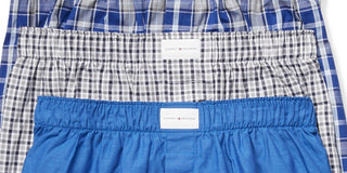 Tommy Hilfiger Men's 3 Pk Classic Printed Cotton Poplin Boxers Blue Size XXL