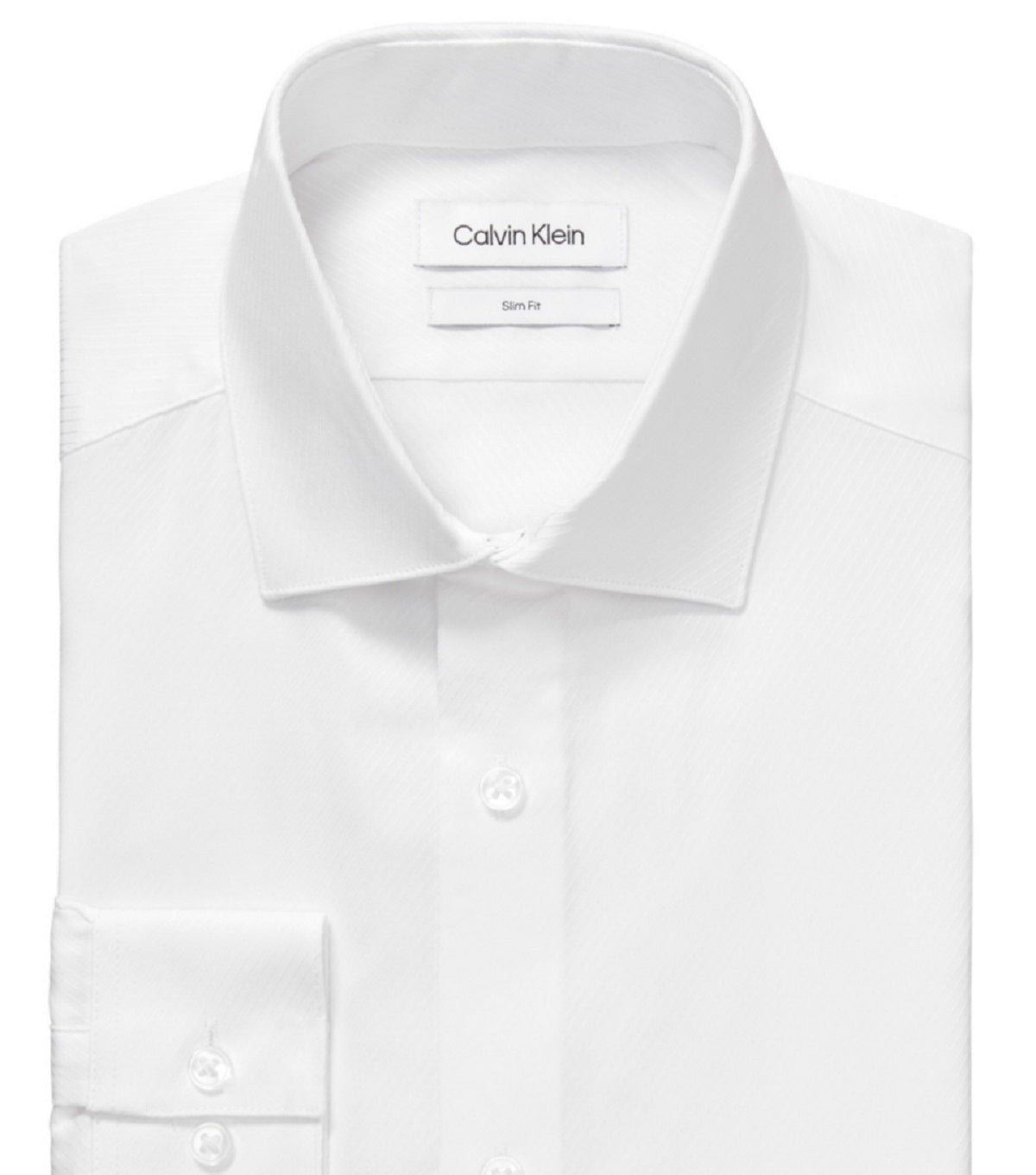 Calvin Klein Men's Steel Slim Fit Wrinkle Free Herringbone Dress Shirt White Size 15.5X32X33