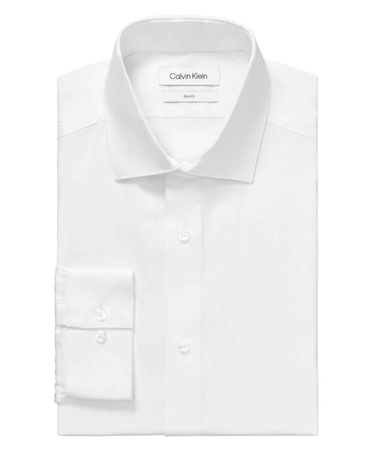 Calvin Klein Men's Steel Slim Fit Wrinkle Free Herringbone Dress Shirt White Size 15.5X32X33