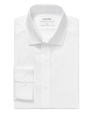 Calvin Klein Men's Steel Slim Fit Wrinkle Free Herringbone Dress Shirt White Size 17.5X34X35