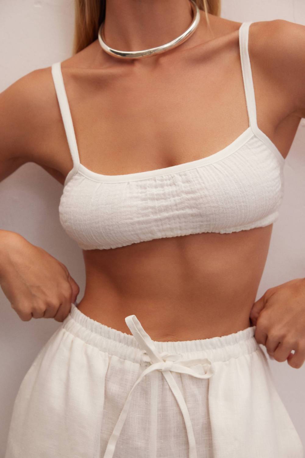 Le Cle - Ivory Wide Leg Linen Pants