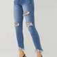Risen - High Rise Distressed Frayed Hem Skinny Jeans