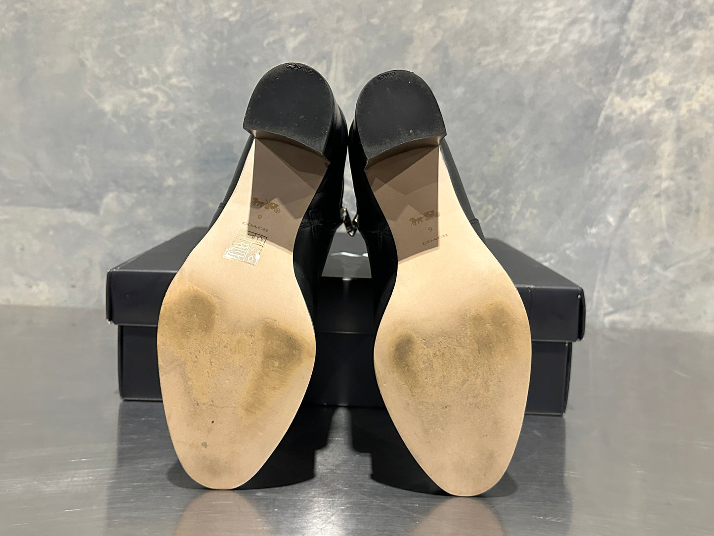 Coach Women's Olivia Leather Bootie Black Size 9 B