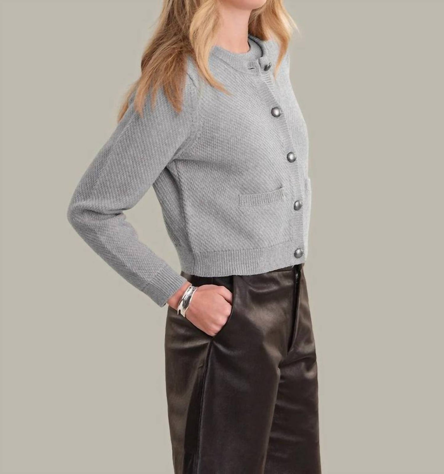 525 America - Lorena Crewneck Textured Sweater Jacket