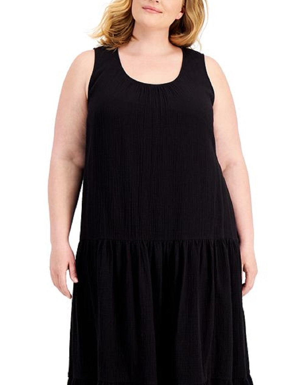 Calvin Klein Women's Textured Cotton Maxi Dress Black Size 2X