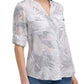 Calvin Klein Women's Paisley Print Shirt Gray Size Small