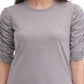 Calvin Klein Women's Cotton Gathered Sleeves Top Gray Size Medium