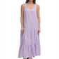 Calvin Klein Women's Solid Gauze Tiered Maxi Dress Purple Size XL